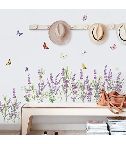Stickers Muraux Fleurs Aquarelle Boho - Décoration Adhésive Salon, Chambre Bébé - Faciles à Poser Et à Retirer Sans Traces