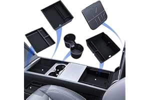 ‎LANTU LANTU 5 Pcs Zubehör für Tesla Model 3 2024-2025 Mittelkonsole Organizer, Silikon Organizer Tray, Armlehne Aufbewahrungsbox, Versteckte Box und Getränkehalter