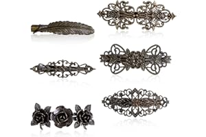 Tucnoeu 6 Stück Metall Haarschmuck Damen, Vintage Kleine Haarklammern, Entenschnabel-Haarspangen, Französische Haarnadel, Bronze Haarspangen für Frauen und Mädchen