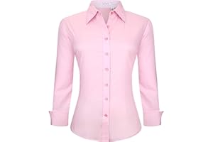 Alex Vando Blouse Women's Long Sleeve Shirt Women's Stretch Business Button Down Shirts, Non-Iron Work Shirt Tops Work