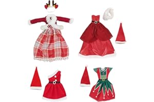 Toclsixz 4 piezas de ropa de Navidad para muñecas de 30 cm, incluye vestidos largos, sombreros, zapatos