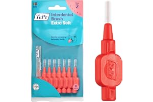 TePe Mellanrumsborste Extra Soft, Röd, 0.5mm/ISO 2, 8-pack | Extra mjuka borststrån, Effektiv rengöring mellan tänderna där e
