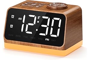 Dreamegg FM Radio Alarm Clock with Dual Alarm, White Noise Machine, 25 Soothing Sounds, Night Light, Sleep Timer, Dimmable LED Display, USB Charging Port, Alarm Clock Bedside for Adults & Seniors