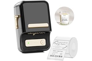 NIIMBOT B21 Etichettatrice,Mini Stampante Etichette Adesive, Larghezza etichetta 20-50mm, Retròstampa Etichette Bluetooth per l'organizzazione dell'ufficio domestico (Nero)