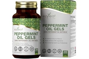 EZYLEAF NUTRITION Ezyleaf Peppermint Oil Capsules Softgels | 240 Tiny Peppermint-Oil Capsules - 100mg Peppermint Mint Oil per Serving | Digestive Enzyme Supplements | ISO Certified, Allergen & Gluten Free, Non-GMO | UK