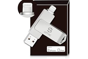 JSL JDTDC Genuine Apple MFi Certified 128GB iPhone Photo Stick - Real Capacity - encrypted Auto Backup Flash Drive for iPhone iPad Photos Videos Contacts Thumb Drive for iPhone-External-Storage iPad-USB-Memory