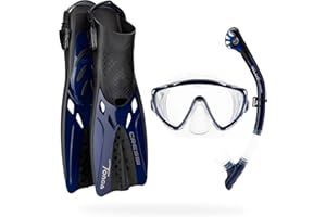 CRESSI Tino Adventure Set - Set Pinne Tonga, Maschera Tino e Snorkel Scilla, per Snorkeling e Immersioni, Adulti