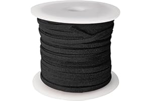 esnado Wildlederband, Lederband flach | Breite: 3 mm | Dicke: 1,5 mm | Länge: 5 Meter | Farbe: Schwarz | ECHTES Leder - pflanzlich gegerbt | zum Basteln und zur Schmuckherstellung