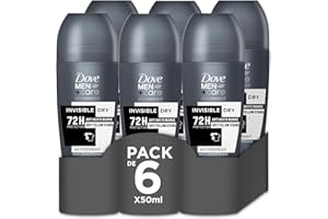 DOVE MEN + CARE Dove Men +Care Advanced Desodorante Roll-On Invisible Dry Protección 72 horas Antitranspirante, 50 ml, pack de 6 Unidades