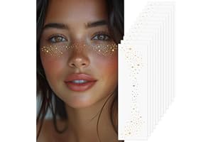 LOPHE Purpurina Pecas Para La Cara Pegatinas,12 Parches de Maquillaje de Pecas Brillantes,Pegatinas Cara Brillantes Festival,Tatuajes Temporales Pegatinas,Para Fiestas, Festivales, Navidad(D-12PCS)