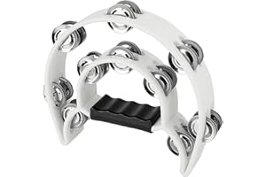 Musiin Doppelreihiges Metallschellen, Halbmond-Tamburin, vielseitiges Percussion für dynamische Auftritte, KTV und Party, Weiß