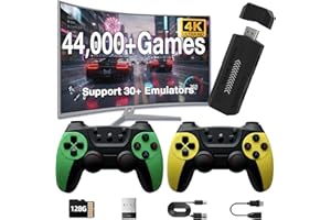 XYELLOWICON Retro Games Console, Upgrade X2 Pro Game Stick 4K - 44,000 Retro Games, 128GB Storage, 2.4G Wireless Controller & 30+ Emulators for TV