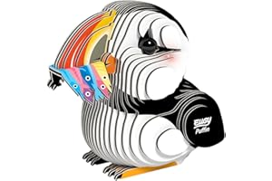 EUGY Macareux – Puzzle 3D N° 101 – Jouet Créatif en Carton Recyclé – pour Enfants dès 6 Ans et Adultes Jusqu’à 99 Ans – Puzzle Éducatif et Écologique