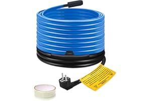 Ci-Fotto 8M - Cable calefactor de descongelación autorregulador para tuberías antiheladas, banda de calentamiento de tuberías con termostato integrado para proteger tuberías de agua, tubos de metal y