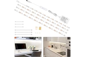 wobsion Striscia Led Bianco Freddo 2M,4X50CM Luci Adesive, 220V Da Interno, per Sottopensile Cucina Scrivania 1200LM 6000K,