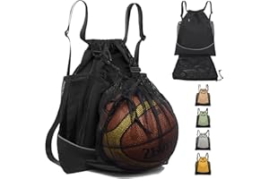AUNGKWANG Mochila Deporte Niño, Mochila Deportiva Con Cordón Para Baloncesto, Mochilas De Fútbol Red Portátil De Pelota, para Pelotas Baloncesto, Fútbol, Voleibol