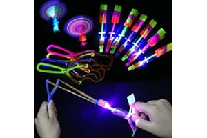 Sunshine smile Elicottero Flying Toy,10PCS Elicottero a Slingshot Razzo,Slingshot Frecce,Rocket Copters,Freccia Volante,LED Copters Freccia,Elicottero Volare Giocattolo,Elicottero Giocattoli