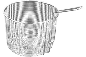 EASNEA Cestello di scarico in acciaio inossidabile, cestino per friggere, cestello rotondo in rete metallica, cestino per bollire e bollire, scolapasta con manico, per cucinare e friggere (16 cm)
