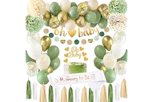 ADAZIAU Dekoration für Babyparty, Jungen, Mädchen, Babyparty, Jungen, Mädchen, salzgrün, Baby-Buchstaben, Banner, Konfetti-Ballons für Gender-Enthüllung, Dekoration