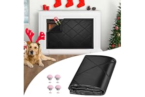 CADARA Magnetic Fireplace Draft Cover - Indoor Fireplace Blocker Blanket with 12 Magnets for Iron Frame, Insulation Black 36" W x 36" H