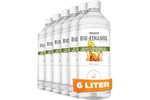 HaA Bioethanol 96,6% Premium 6 x 1L – Für Bioethanol Kamin & Tischfeuer Indoor – Bio Ethanol für Tischkamin Indoor & Outdoor - Geruchsarm & rückstandsfrei – Bio Ethanol aus nachwachsenden Rohstoffen