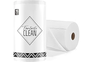 Fantasticlean Rollo de Paño de Microfibra - 75 Unidades, Paños de Limpieza Rasgables, Trapos Reutilizables y Sin Pelusas, para el Coche, la Cocina y el Hogar 30 x 30 cm - Blanco