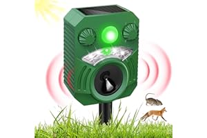 Joomouney Cat Repellent Garden, Cat Deterrent Animal Scarer Ultrasonic Solar Waterproof Deterrent with PIR Sensor&Flash Light 5 Adjustment Modes USB Charging, Animal Repellent for Dog, Cat, Fox, Bird