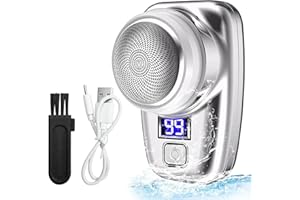 AMNF Mini rasoir USB rechargeable par USB, étanche, portable avec affichage de la puissance, rasoir de poche pour utilisation humide et sèche pour la maison et les voyages