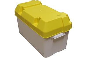 SECURE FIX DIRECT Leisure Battery Box Large (Marine RV Camping Storage Boat Plastic Straps & Divider)