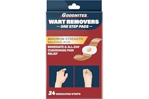 GOODNITES 24PCS Wart Remover Maximum Strength One Step Pads, 40% Salicylic Acid Verruca Remover, Effective for Plantar Warts, Corns, Calluses, Suitable for Hands and Feet, Pain Relief, Non-irritating