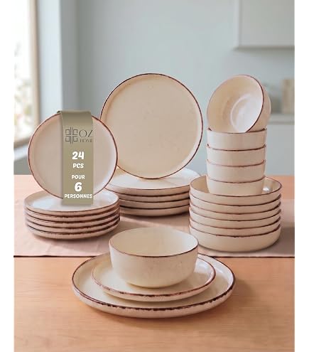 Tognana Mallorca Service De Vaisselle 18 Pièces Porcelaine Beige - 6 Personnes Assiettes Plates, Creuses Et Dessert