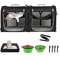 Double Cat Carrier Costway 2-in-1 Pet Kennel Portable Cat Carrier
