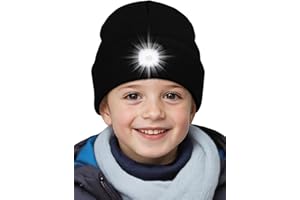 SPGOOD Wiederaufladbare mütze mit LED licht für Kinder, für Jungen und Mädchen, abnehmbare und waschbare warme beleuchtete mütze mit Lampe für den Winter im Freien