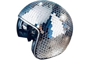 BIUDUI Disco Ball Helmets, Disco Mirror Glitter Ball Helmets, Glitter Mirror Glass Disco Helmets, Stunning Disco Ball Helmets for DJ Club Stage Bar Party Dance