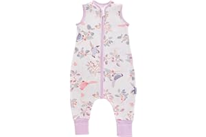 Chilsuessy Baby Sommerschlafsack mit Füßen 0.5 Tog Kleine Kinder Schlafsack mit Beinen Unwattiert 100% Baumwolle Schlafstrampler für Jungen und Mädchen, Frühlingsvögel, 70cm/Baby Höhe 80-90cm