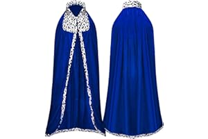 Proumhang Capa de Rey Capa Real Disfraz de Rey Hombre Adulto Disfraz de Halloween Carnaval Navideño Azul