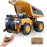 1/64 RC Damperli Kamyon, Mini Damperli Kamyon Oyuncak, Metal Yatak ve Işık ile 8 Kanallı Uzaktan Kumandalı Oyuncak, RC İnşaat