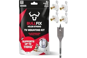 Bullfix TV Kit - Plasterboard Fixings for TV Bracket, Heavy Duty Wall Fixing for Television Bracket & Mount to Stud, Dot & Dab, Insulated Plasterboard, Hollow Cavity Wall & Drywall Mounting Anchors