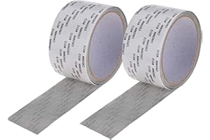 EasyULT 2 Piezas Cinta para Reparar mosquiteras Fibra de Vidrio Cinta Adhesiva para Evitar Insectos de Mosquitos,con Sellado Adhesivo Fuerte,para Ventanas de Insectos(5 cm x 200 cm,Gris)