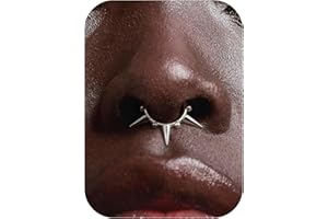 BodyBonita 16G Piercing Septum con Pinchos Acero Inoxidable 316L Piercing Nariz Aro Piercing Helix Tragus Hombre Mujer Daith Conch Rook Oreja Piercing Pendientes Aros Plata/Dorados 14K 8mm/10mm