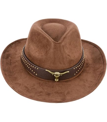 Cowboy Hut Braun Wildlederoptik - Größe 58-60 Cm, Für Karneval, Mottoparty & Western-Kostüm