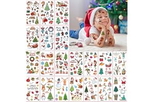 FLYFTREY Tatuaje de Navidad Temporales Niños, 20 hojas Tatoos Infantiles Tatuajes No Tóxicos para Niños y Niñas, Tatuajes Temporales Regalos De CumpleañOs, Decoración de fiesta de Navidad