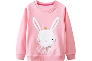 JinBei Felpa Bambina Pullover Maglione a Maniche Lunghe con Unicorno Cavallo Rosa Casuale Cotone Maglietta Ragazze Pull Stampato Colorato Sportivo Cime Bambini 2 3 4 5 6 7 Anni