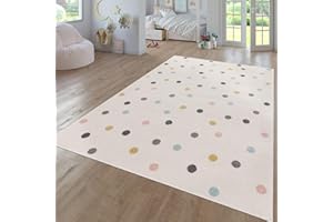 TT Home Tappeto Bambini Cameretta Bambina Ragazzi Moderno Arcobaleno Nuvola Motivo Con Animale Colorato, Colore:Verde Giallo Rosa, Dimensione:160 cm tondo