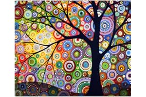 MXJSUA bricolage 5D diamant peinture par numéro Kits forage complet strass photos Arts artisanat maison décoration murale géométrique arbre coloré 30x40 cm