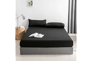 Good Nite Prześcieradło z gumką 120 x 200 cm, czarne, poliestrowe, 30 cm, bardzo głębokie, miękkie i oddychające, można prać w pralce