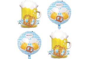 ELEDREME Oktoberfest luftballons, 4 Folienballons oktoberfest deko, Enthält 2 oktoberfest bier Ballons und 2 Runde luftballons oktoberfest, Oktoberfest dekoration für oktoberfest party Bayerische party