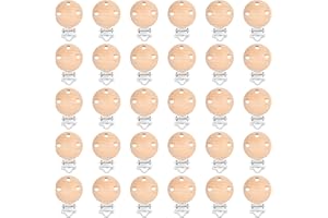 ruggito 30Pcs Wood Pacifier Suspender Clips Baby Dummy Clip Wooden Pacifier Clips Soother Clasps Baby Suspender Soother Clasps for Toy Holder Clip (30mm)