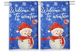 HINGTAI Christmas Dish Towels for Kitchen, Xmas Kitchen Towels Snowman Decor, Let It Snow Holiday Hand Towels, Seasonal Christmas Decorative Hand Towels Set of 2 Fun Holiday Supplies Home Decor 18 X 26 In