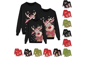 KILOXYEFRO Weihnachtspullover Familie Set 2025 Herren/Damen/Kinder Ugly Christmas Sweater Lustig Weihnachtspulli Rundhals mit Reindeer Unisex Weihnachts Pullover Pärchen Weihnachtsoutfit